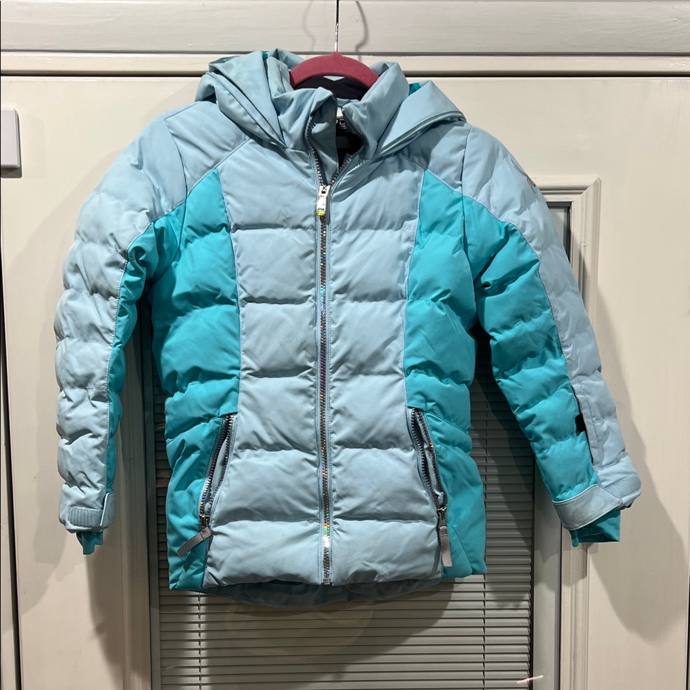 Girls Spyder Teal and Light Blue Puffer Jacket